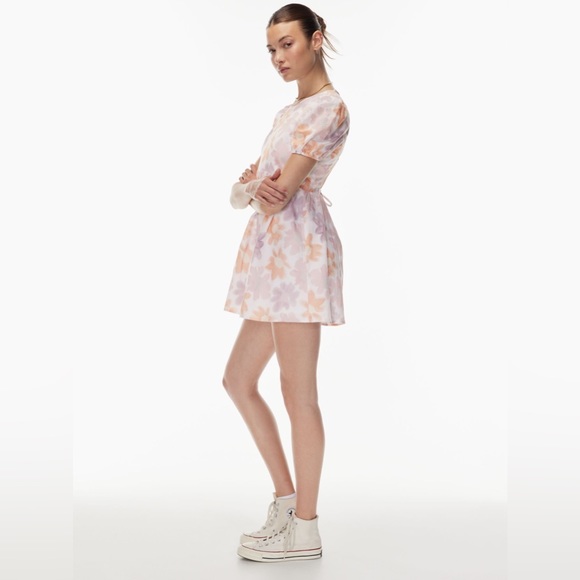 Aritzia Sunday Best Saida Dress White/Poetic Pink Watercolour Floral Print - Picture 9 of 11